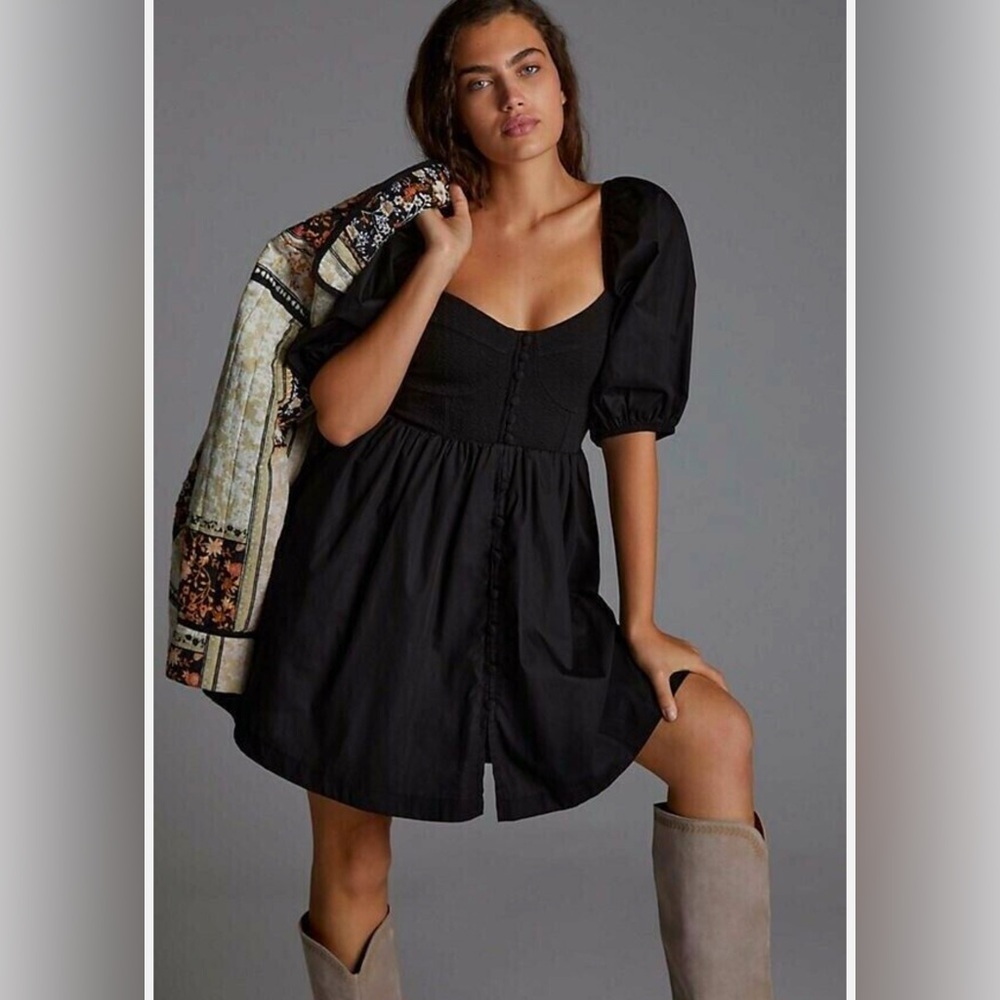 Maeve Red Puff Sleeve Mini Dress - Picture 4 of 12